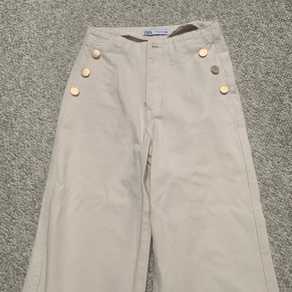 Zara high waisted wide legged cropped pants